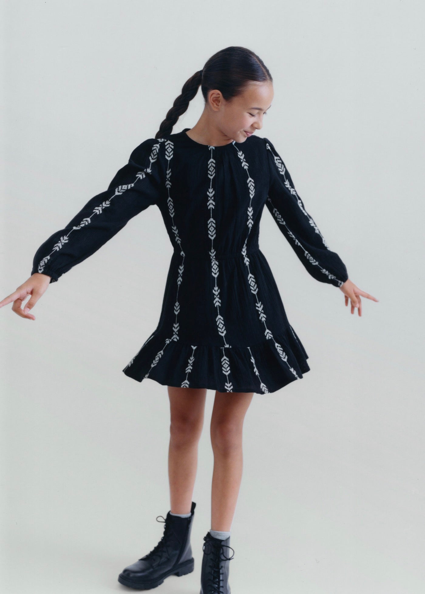 Robe India Noir - Fille