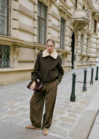 Veste Laine Mélangée Col Amovible