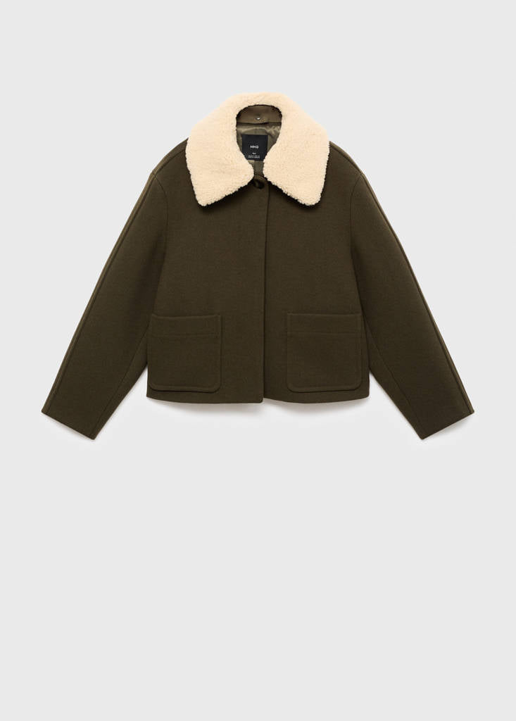 Veste Laine Mélangée Col Amovible