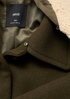 Veste Laine Mélangée Col Amovible