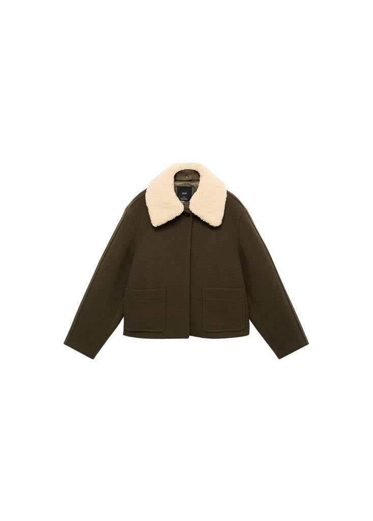Veste Laine Mélangée Col Amovible
