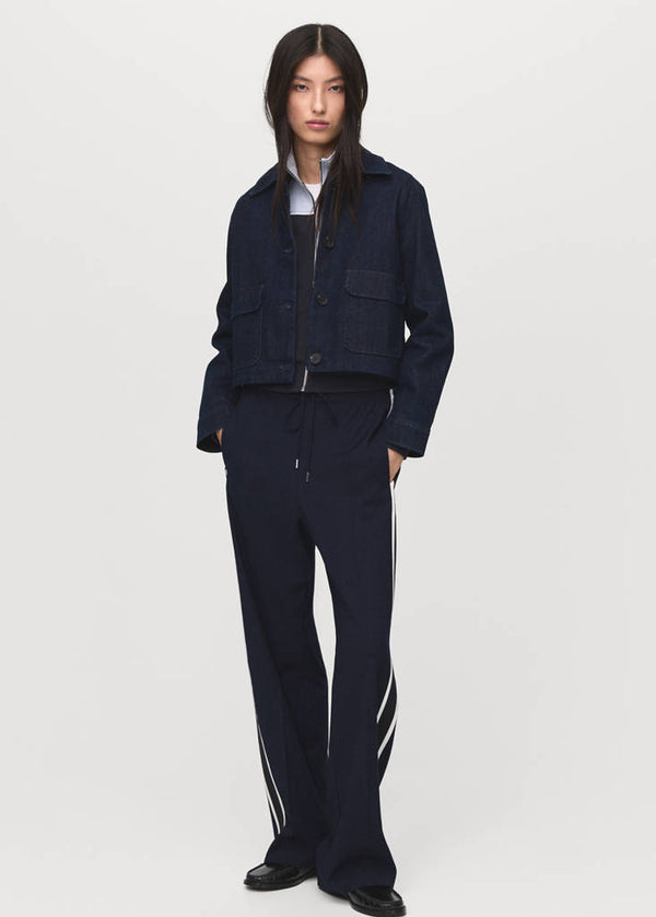 Pantalon Droit Rayure Contrastée