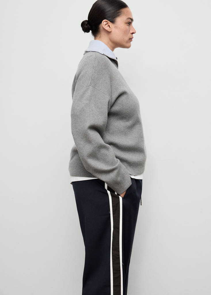 Pantalon Droit Rayure Contrastée