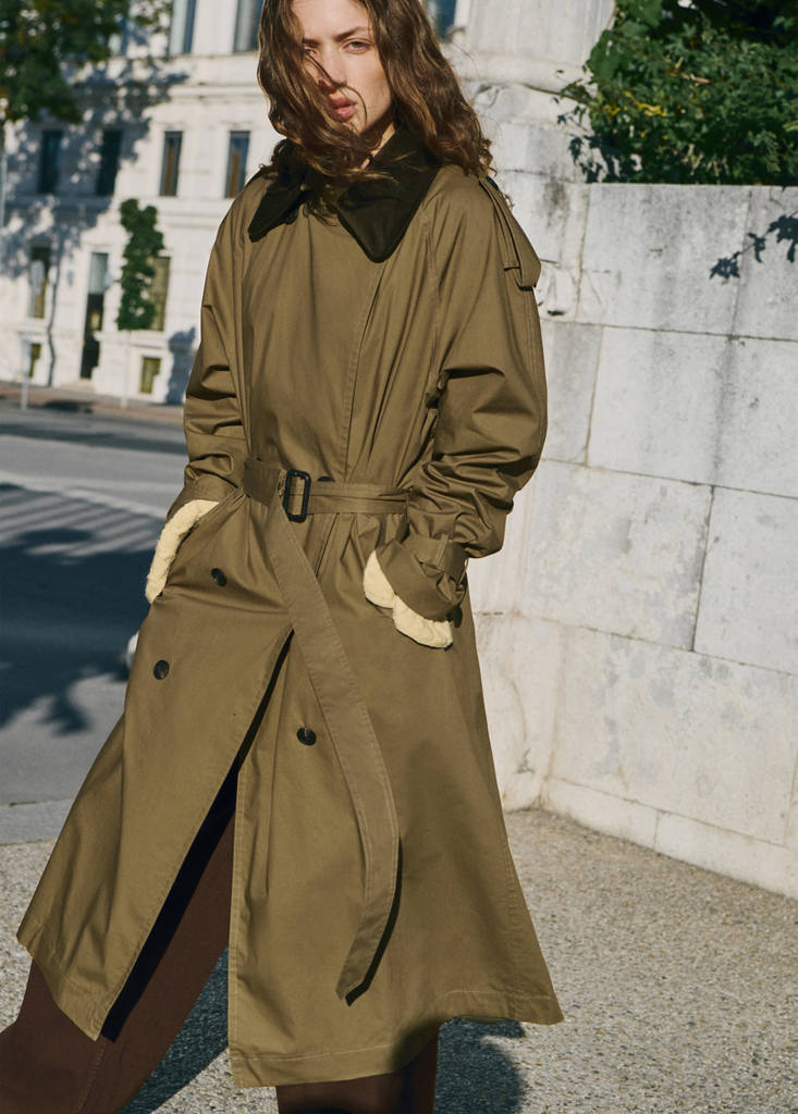 Trench Col En Velours Côtelé Double Boutonnage