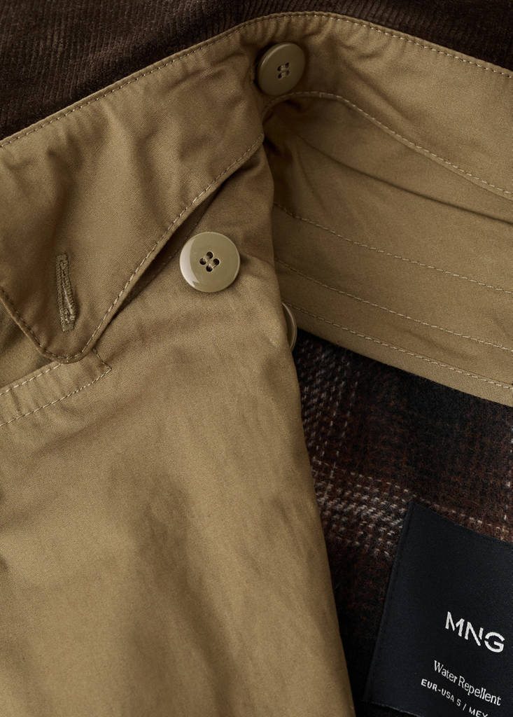 Trench Col En Velours Côtelé Double Boutonnage