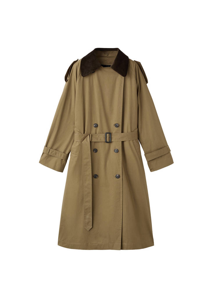 Trench Col En Velours Côtelé Double Boutonnage