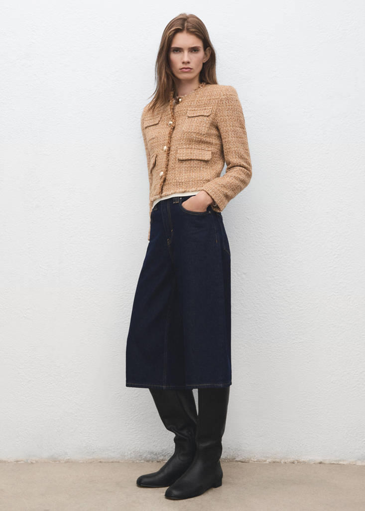 Veste Tweed Bords Effilochés