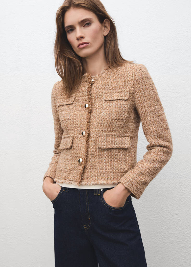 Veste Tweed Bords Effilochés