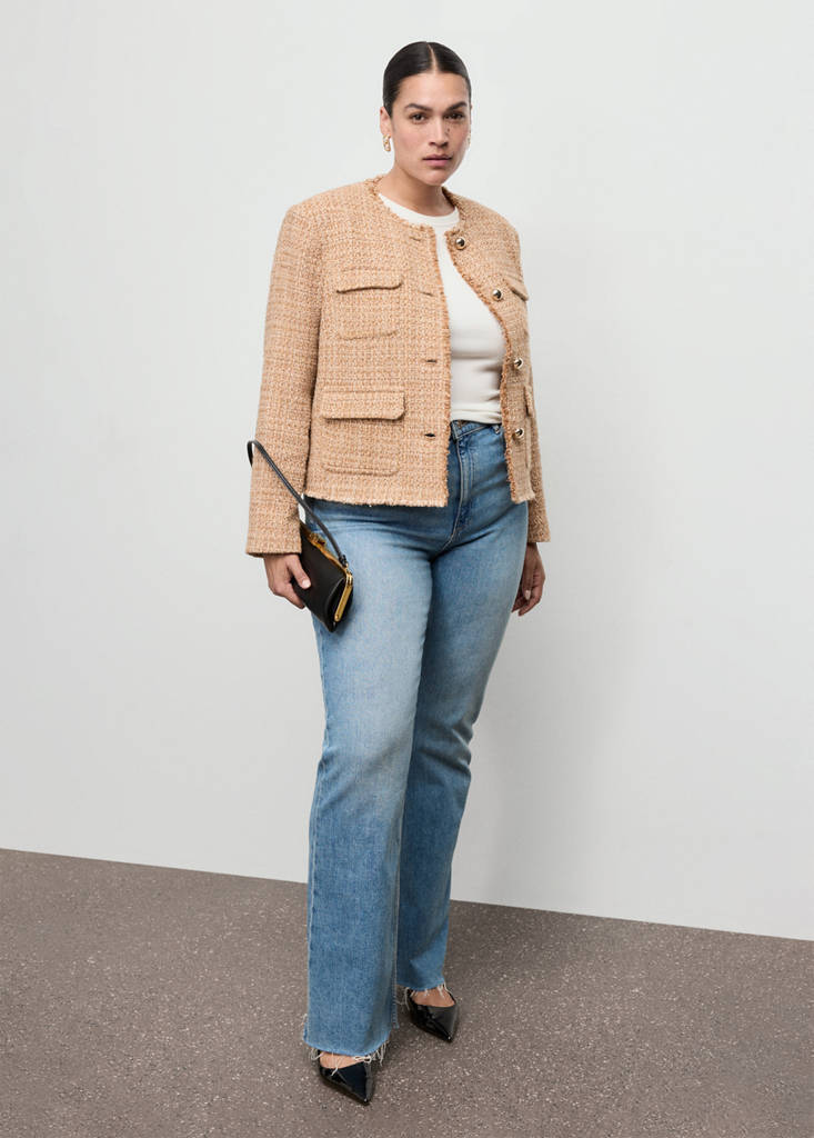 Veste Tweed Bords Effilochés