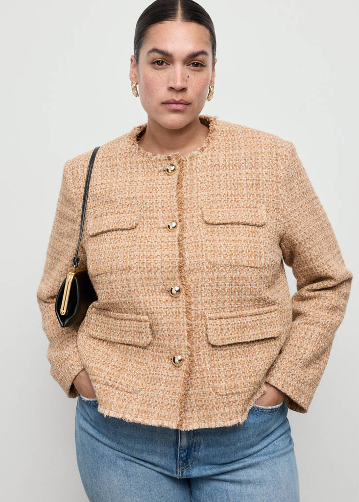 Veste Tweed Bords Effilochés