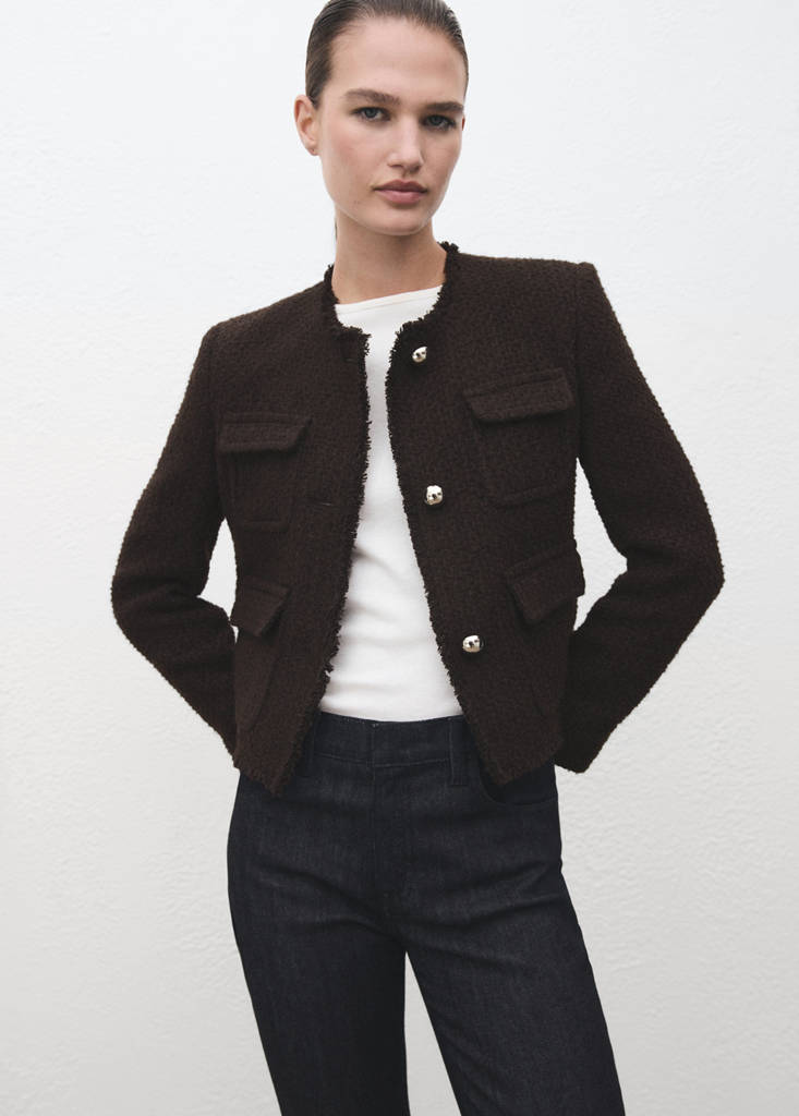 Veste Tweed Bords Effilochés