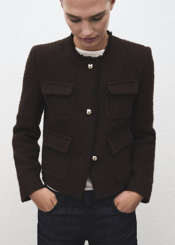 Veste Tweed Bords Effilochés