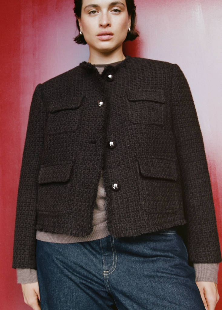 Veste Tweed Bords Effilochés
