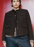 Veste Tweed Bords Effilochés