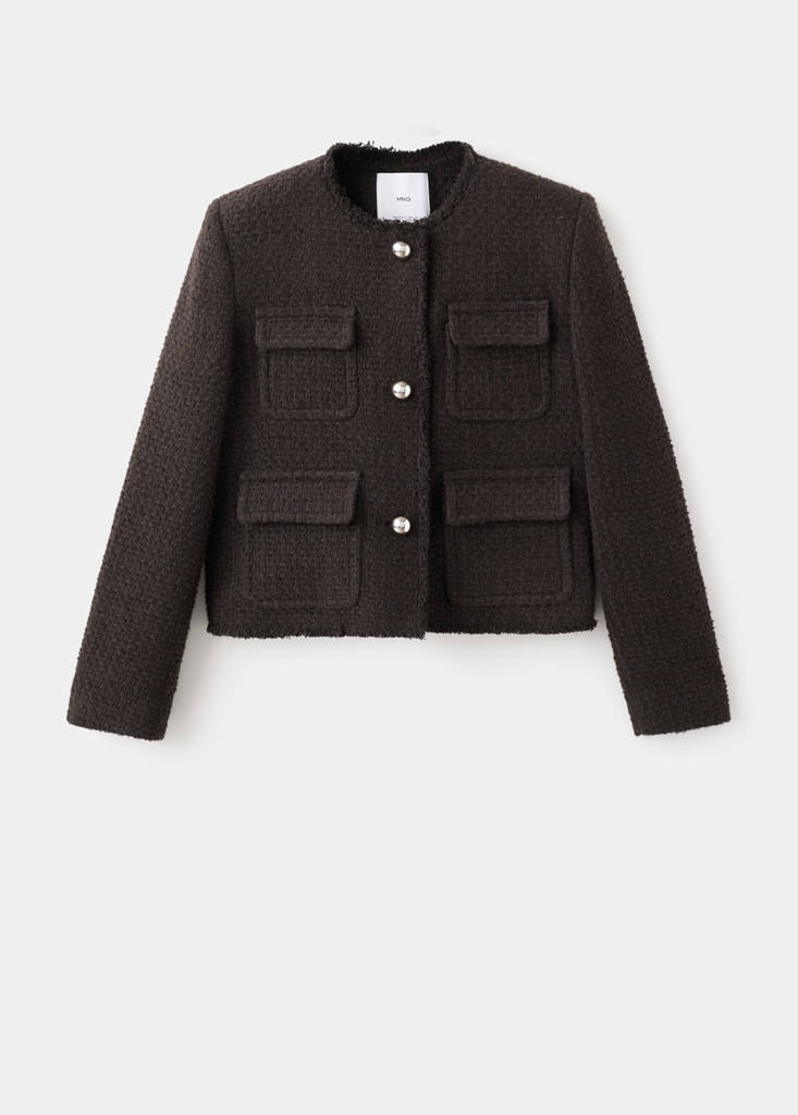 Veste Tweed Bords Effilochés