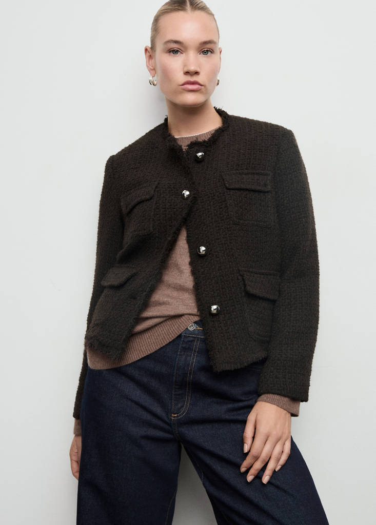 Veste Tweed Bords Effilochés