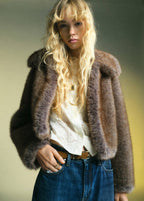 Veste Crop Fausse Fourrure