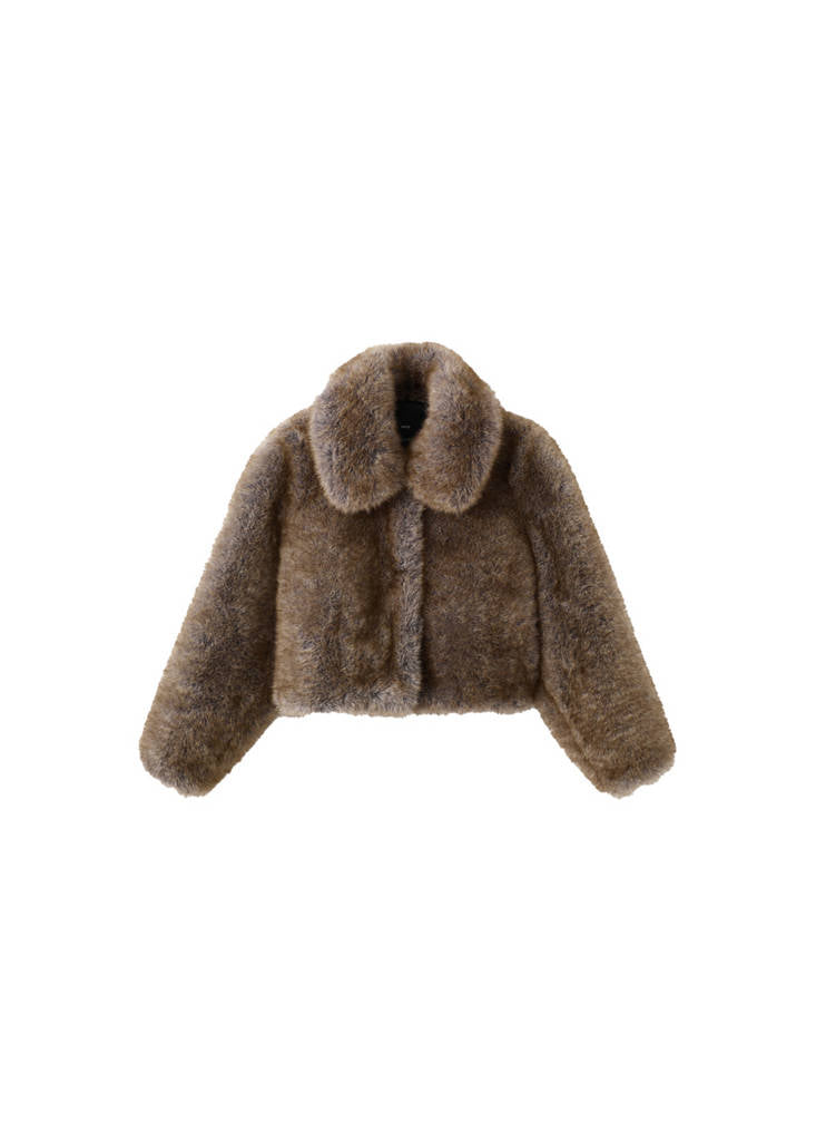 Veste Crop Fausse Fourrure