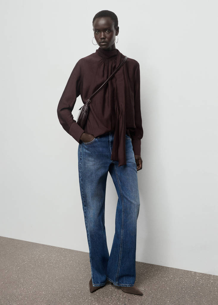 Blouse Texture Avec Foulard