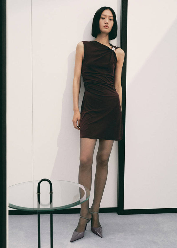 Vestido De Punto Fino Con Detalles Metálicos