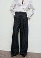 Pantalon Denim Large Avec Pinces