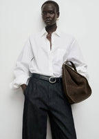 Pantalon Denim Large Avec Pinces