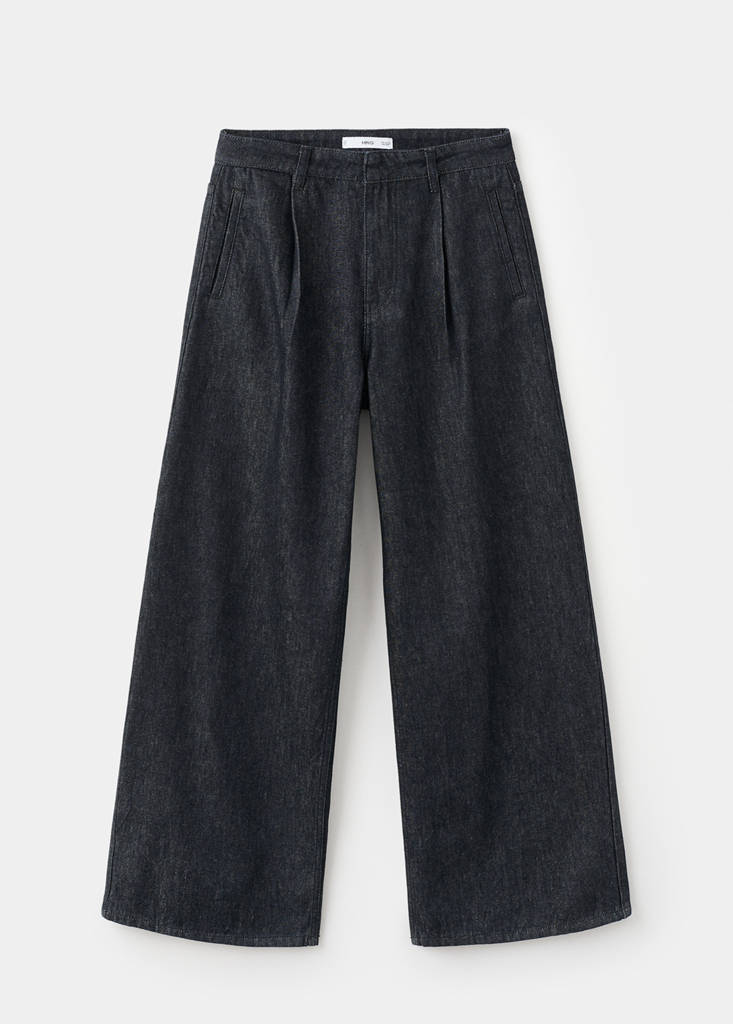 Pantalon Denim Large Avec Pinces