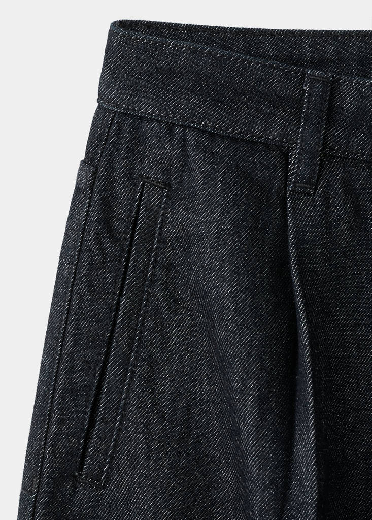 Pantalon Denim Large Avec Pinces