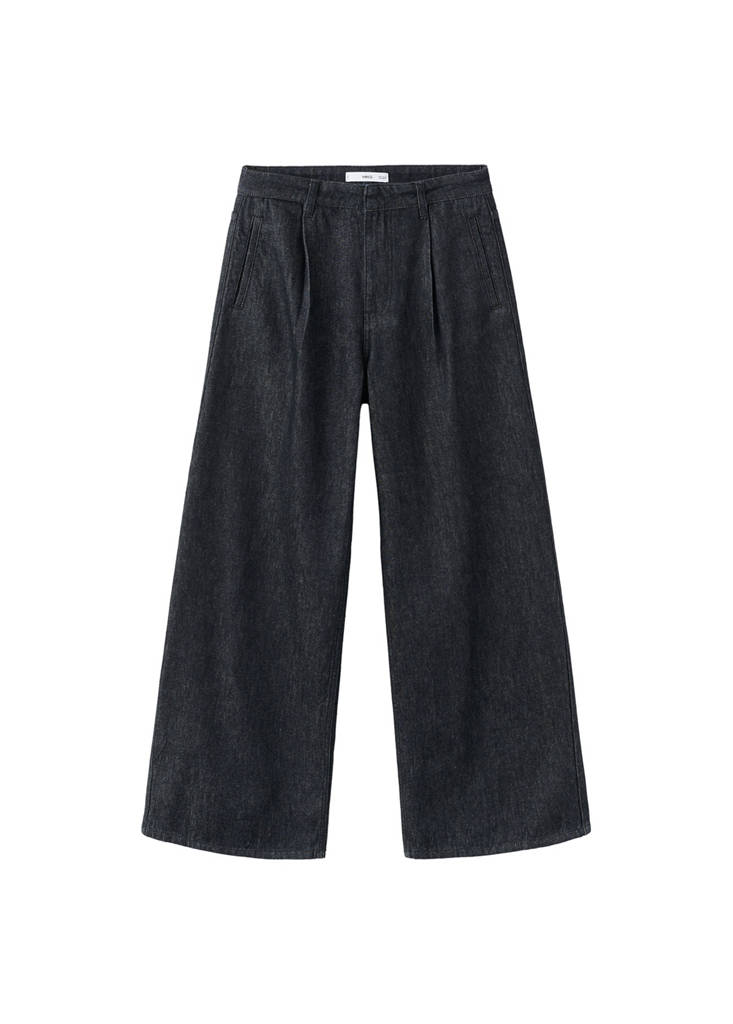 Pantalon Denim Large Avec Pinces