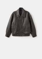 Giacca 100% Pelle Con Tasche