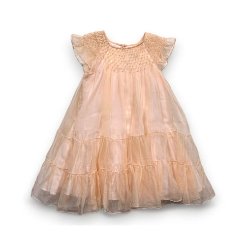 Bonpoint - Robe Rose En Soie Avec Perles Brodées Neuve - 4 Ans