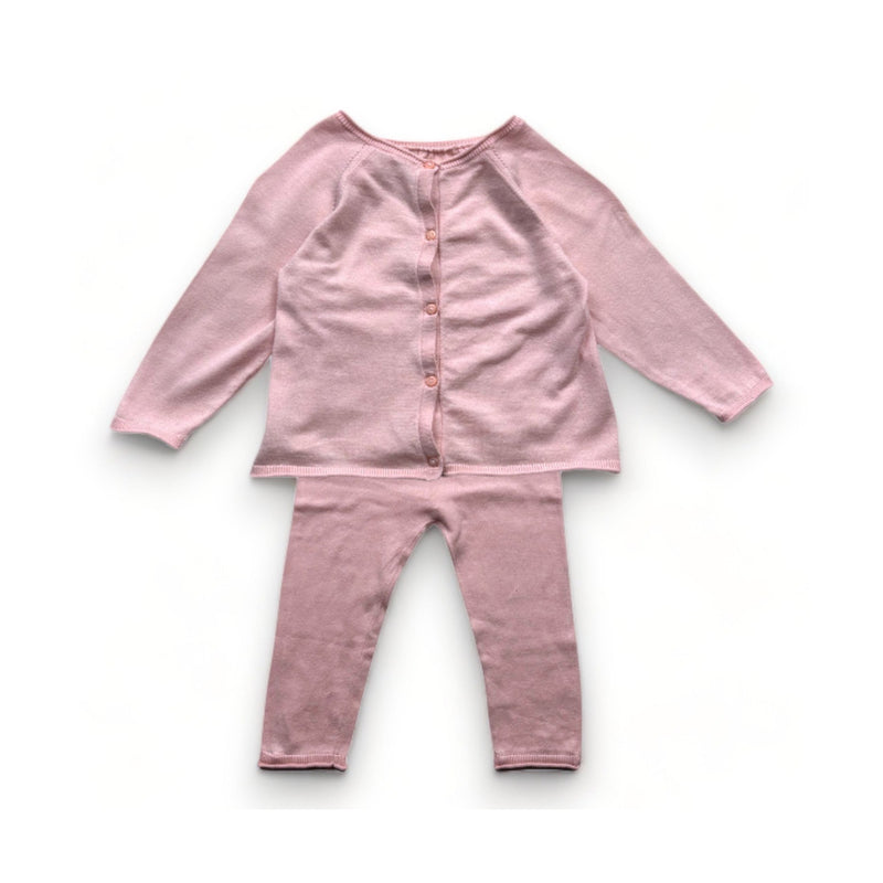 Bonpoint - Ensemble Cardigan Et Legging Rose - 12 Mois