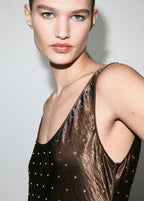 Robe Satinée Effet Froissé Strass