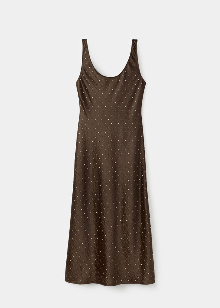 Robe Satinée Effet Froissé Strass