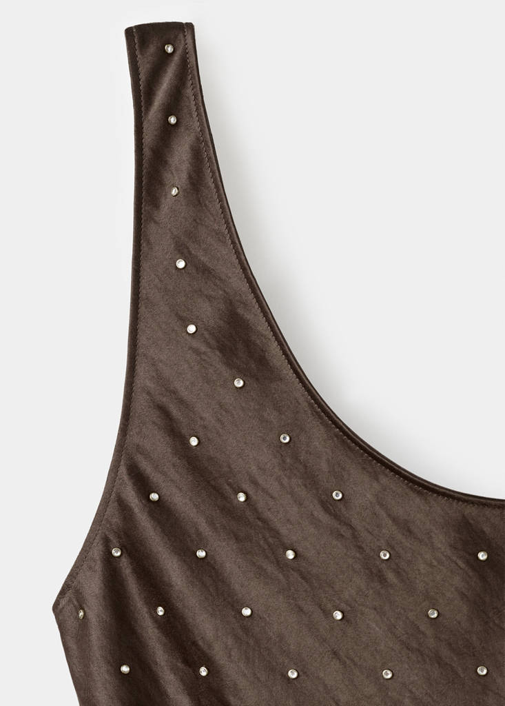 Robe Satinée Effet Froissé Strass