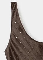 Robe Satinée Effet Froissé Strass
