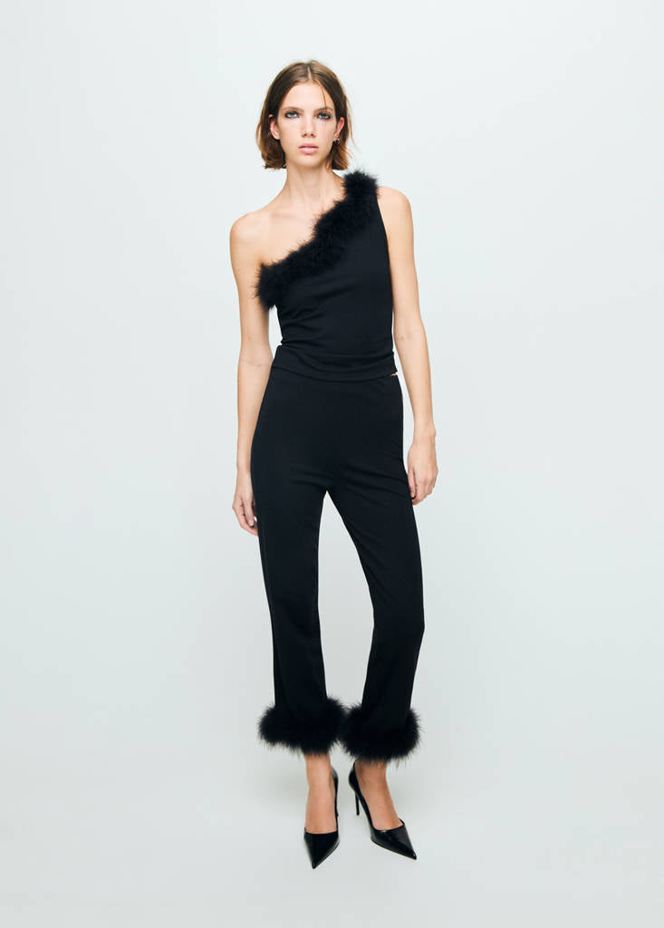 Pantalon Capri En Maille Fine À Plumes