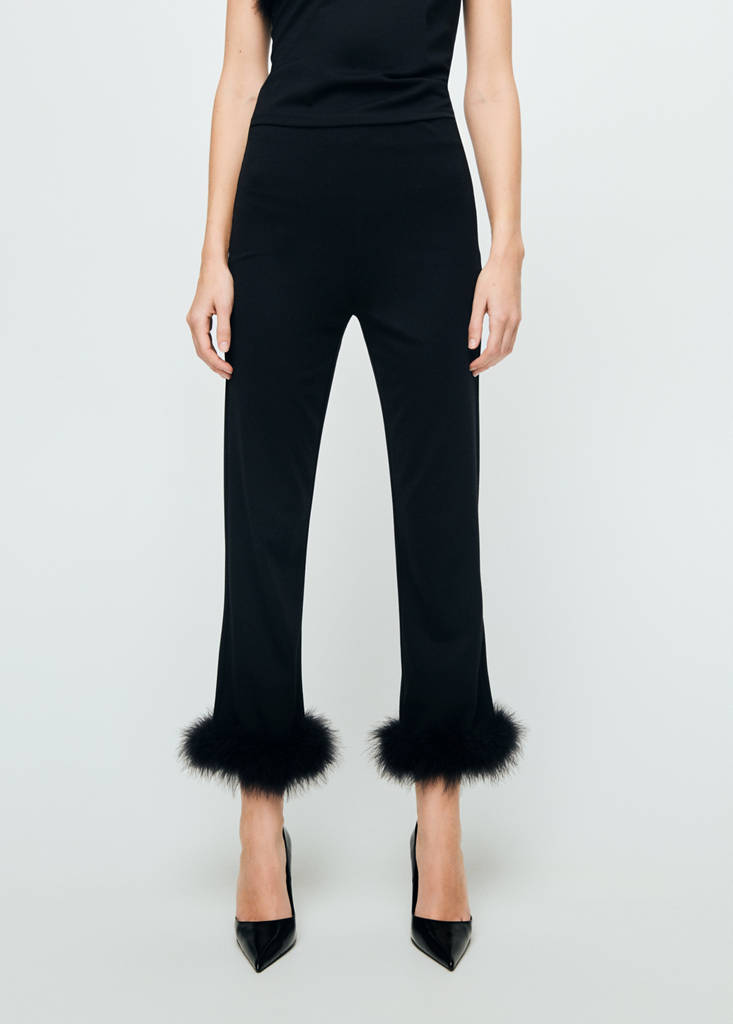 Pantalon Capri En Maille Fine À Plumes