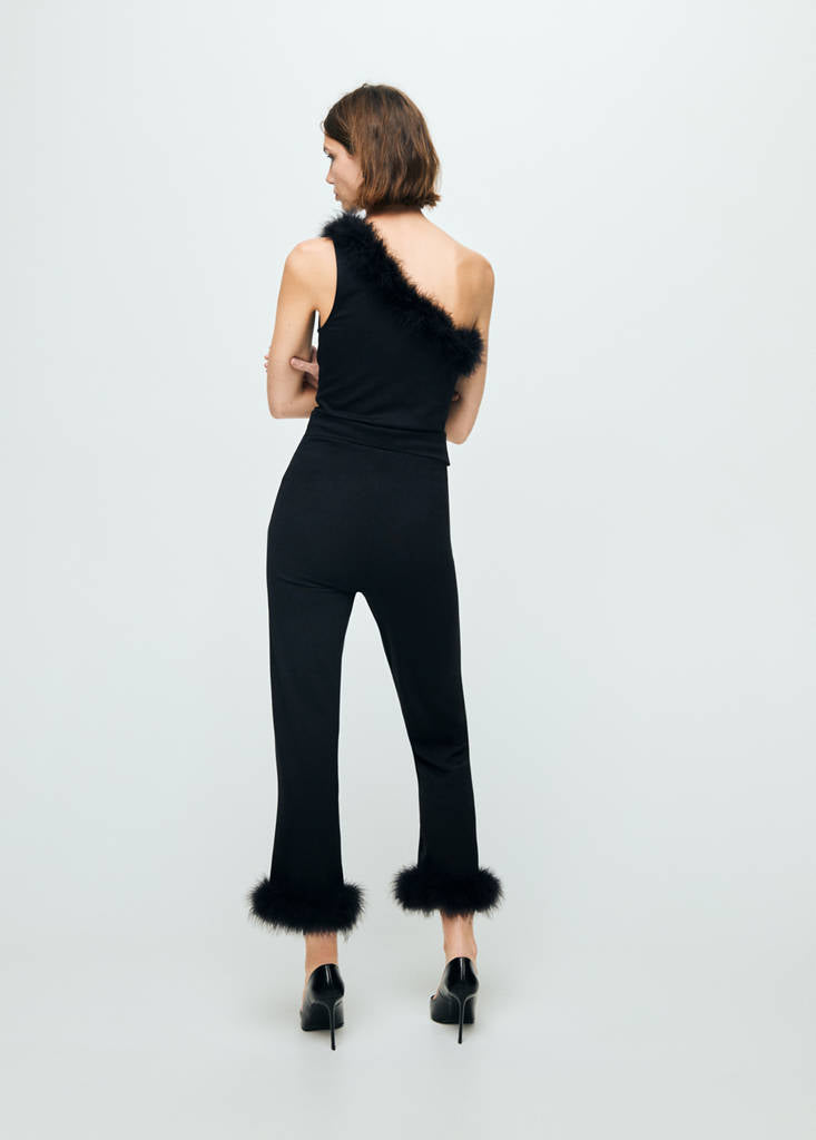 Pantalon Capri En Maille Fine À Plumes