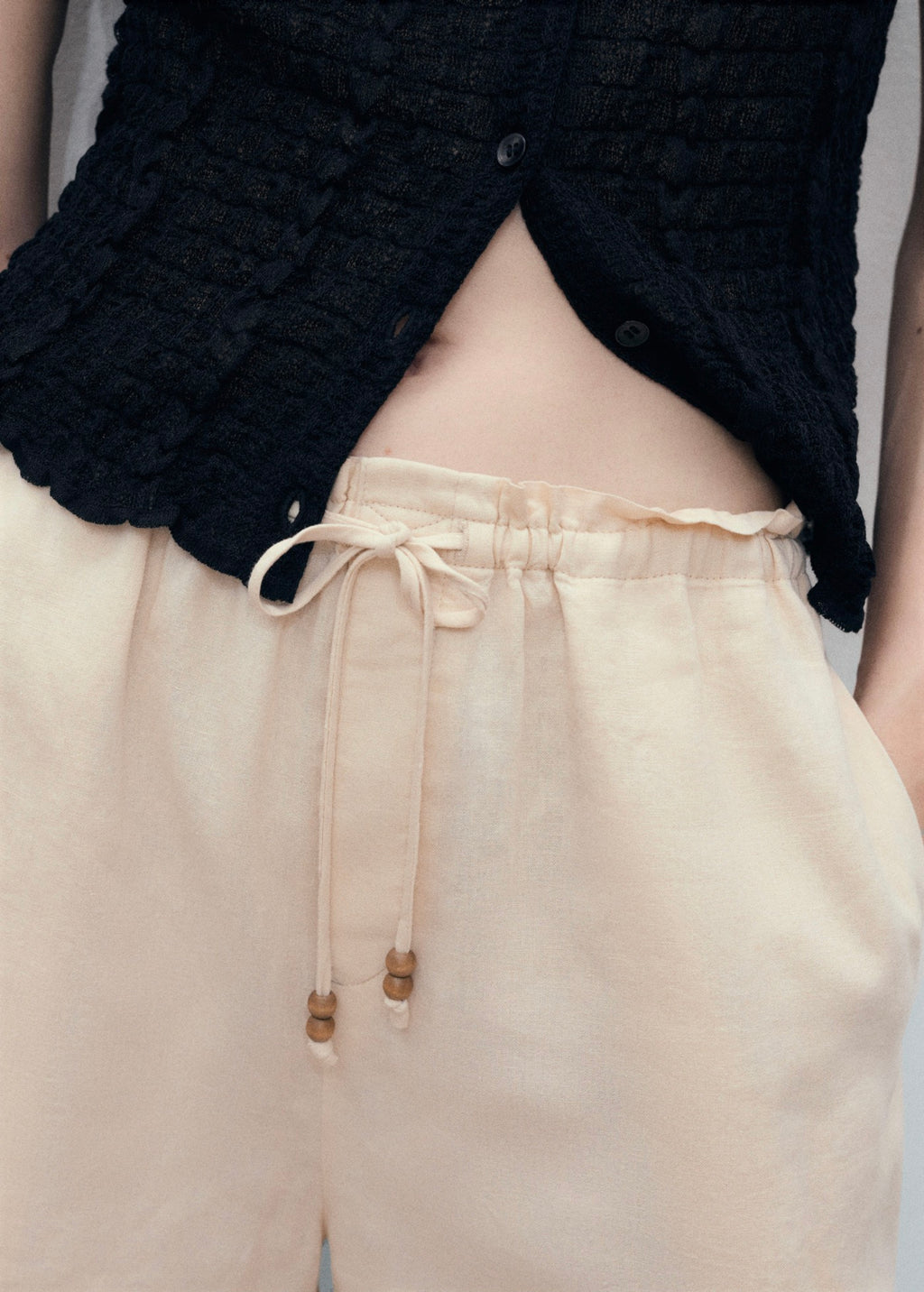 Short Droit Lin Avec Cordon