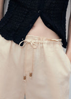 Short Droit Lin Avec Cordon