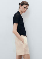 Short Droit Lin Avec Cordon