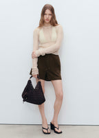 Short Droit Lin Avec Cordon