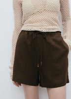 Short Droit Lin Avec Cordon