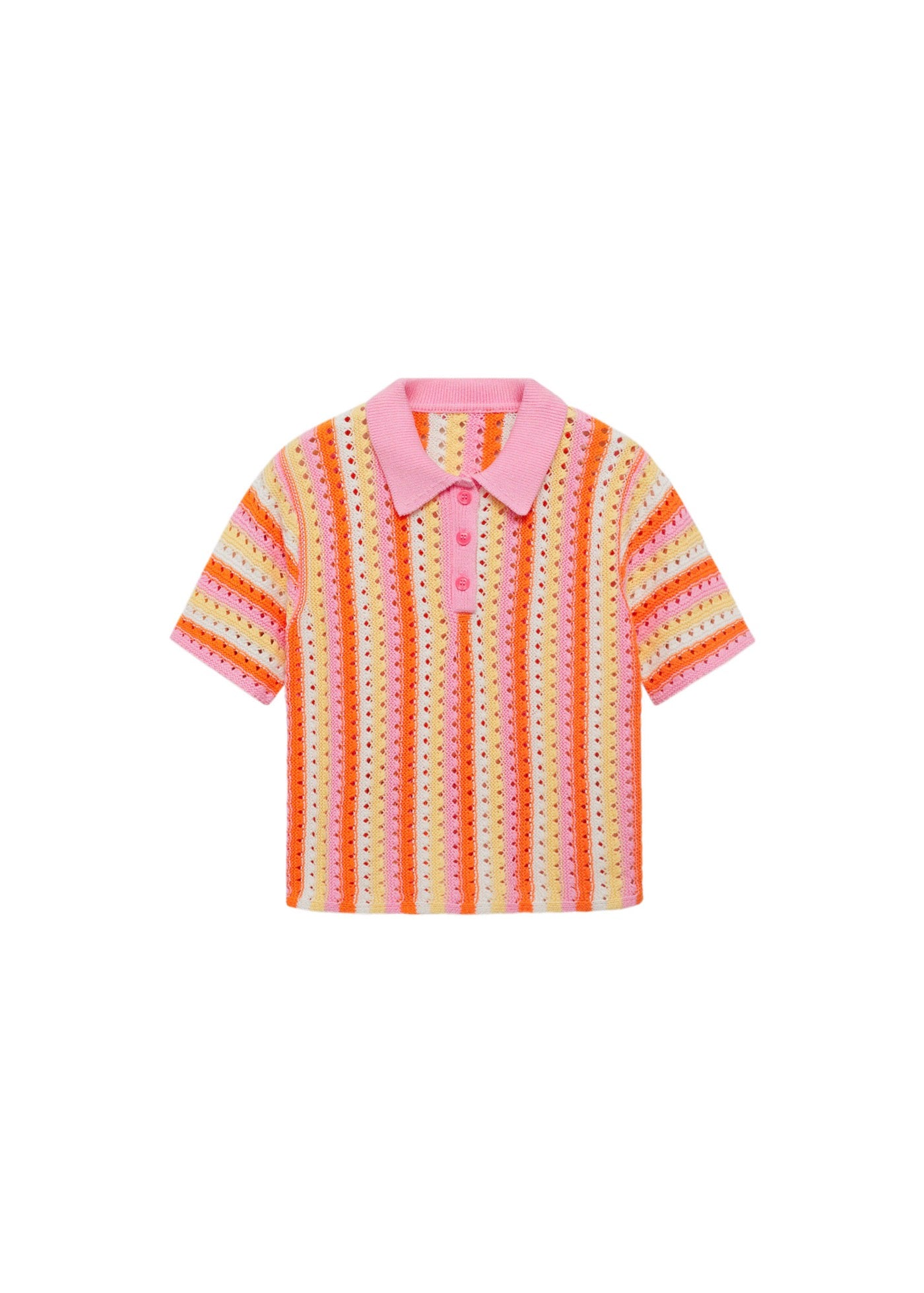 Pull En Crochet À Rayures Bicolores