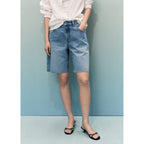 Bermuda Denim Bas Effiloché