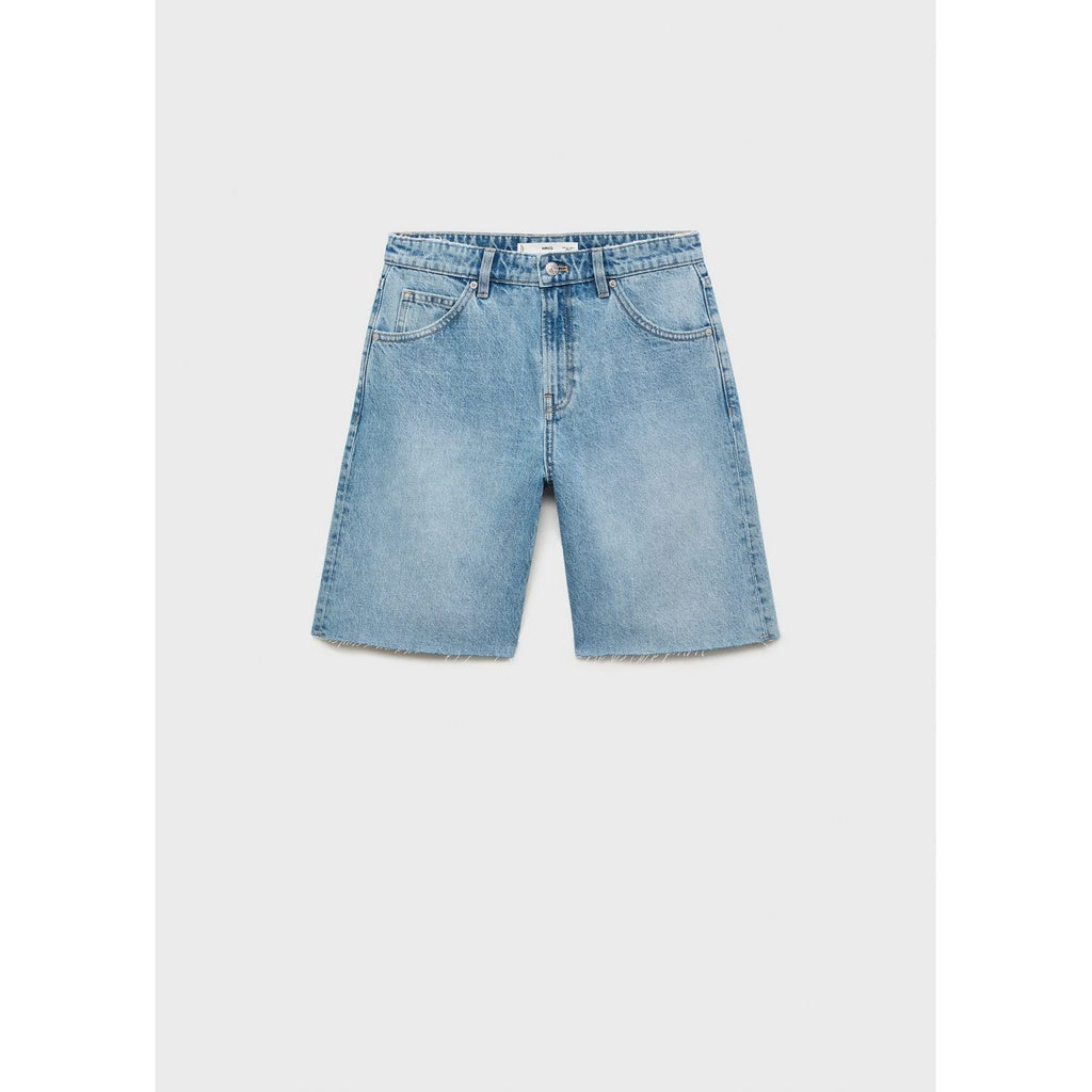 Bermuda Denim Bas Effiloché