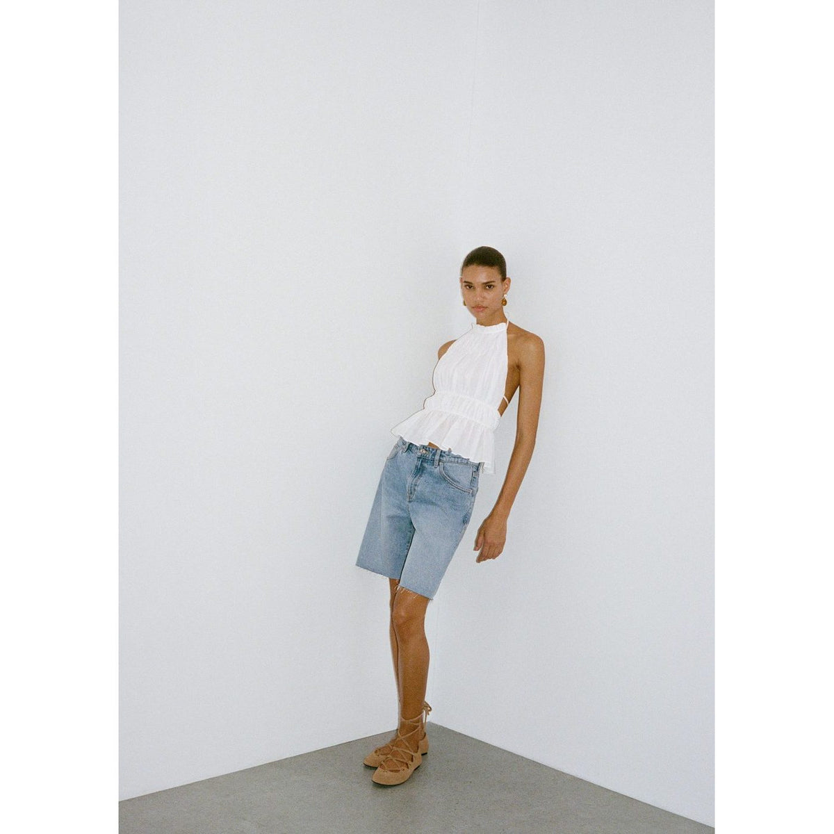 Bermuda Denim Bas Effiloché