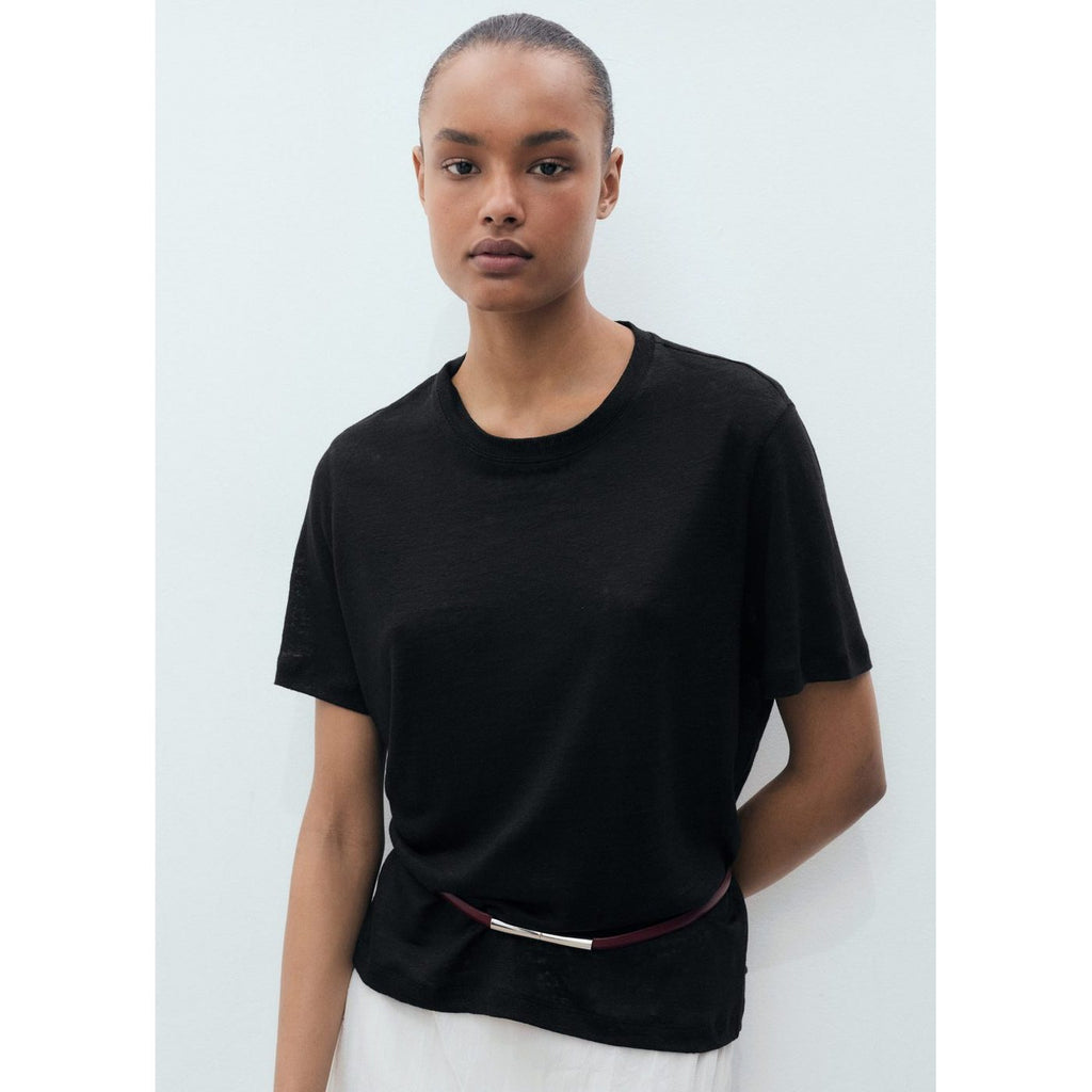 Camiseta De Lino De Manga Corta