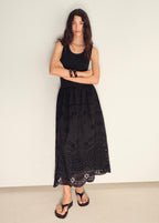 Robe Combinée Broderie Ajourée